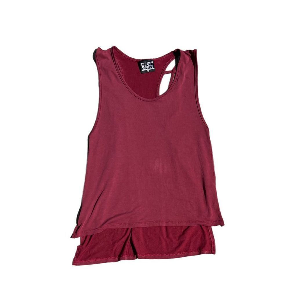 EVOLUTION AND CREATION ACTIVE Burgundy Tank Top W/Back Cut Outs Size XS